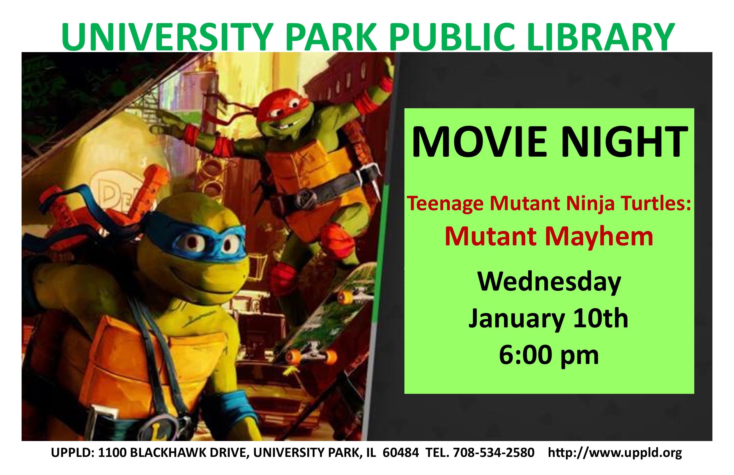 Teenage Mutant Ninja Turtles 2024 University Park Library